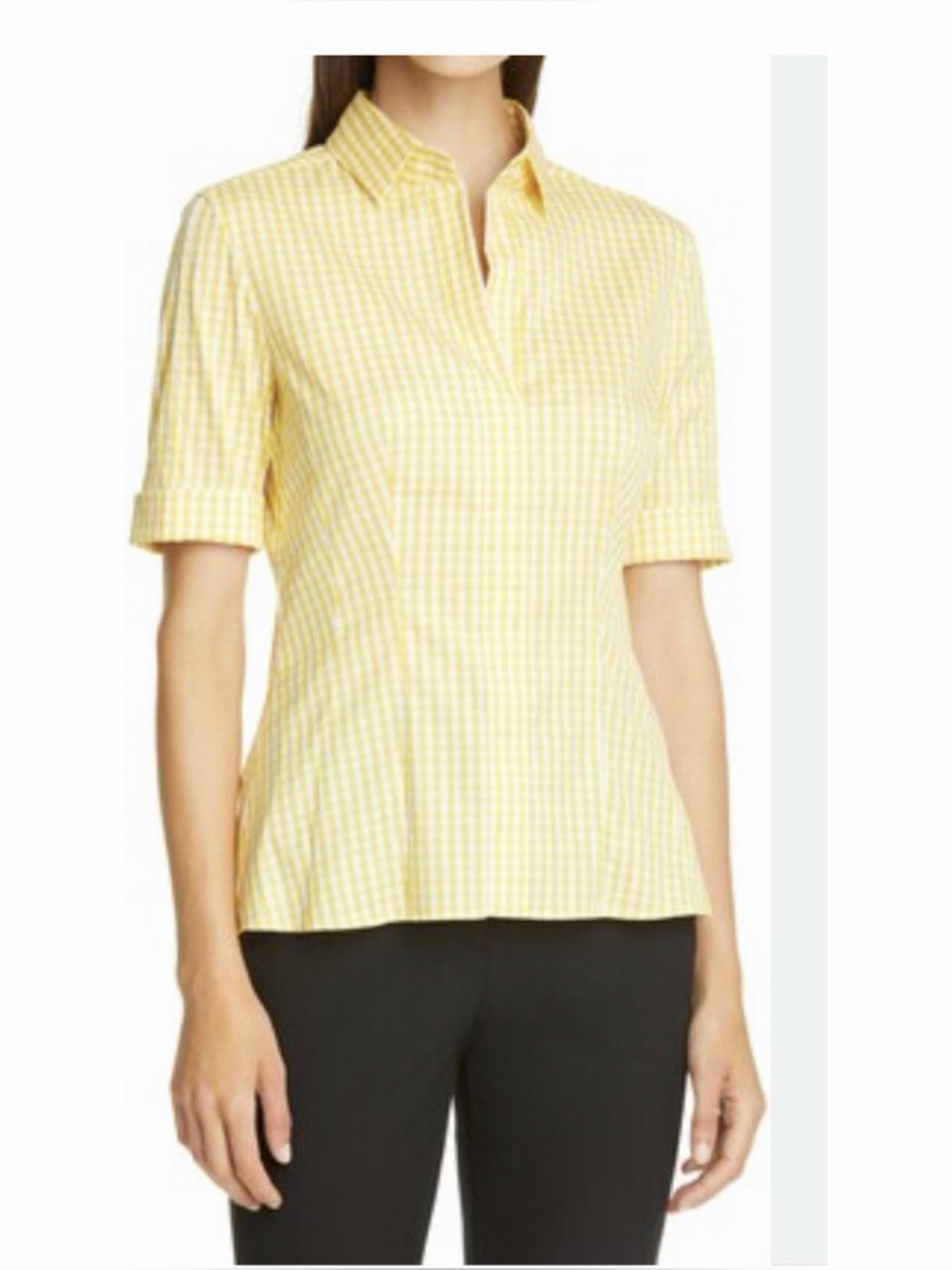 HUGO BOSS Bashin Gingham Top in Yellow